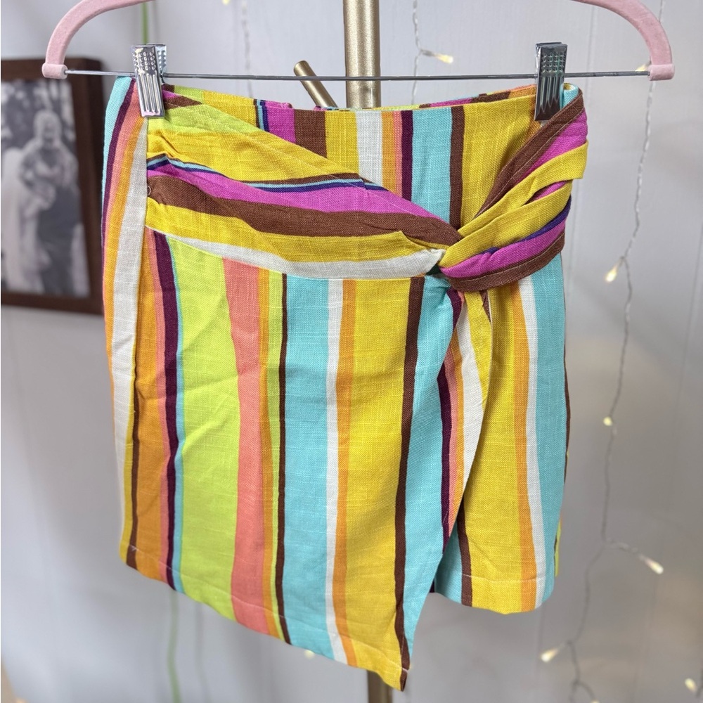 GB girls Multicolor Stripe Tie-Front Dress - Yellow, Turquoise, Pink, Brown